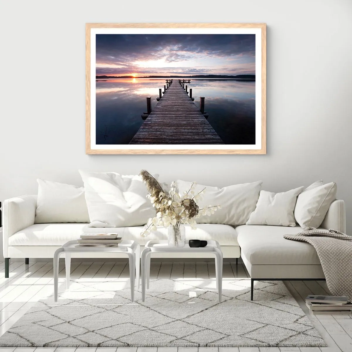 Plagát v ráme zo svetlého duba - Tichá hranica medzi dňom a nocou - 50x40 cm