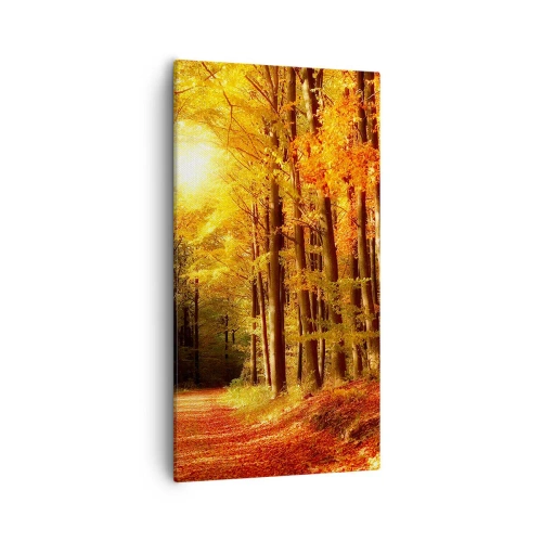 Obraz na plátne - Zlatá jeseň na lesnej ceste - 55x100 cm