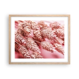 Plagát v ráme zo svetlého duba - Kvetinová kaskáda v ružovej - 50x40 cm