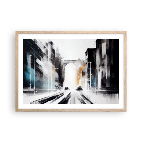 Plagát v ráme zo svetlého duba - Štúdia mesta: architektúra a pohyb - 70x50 cm