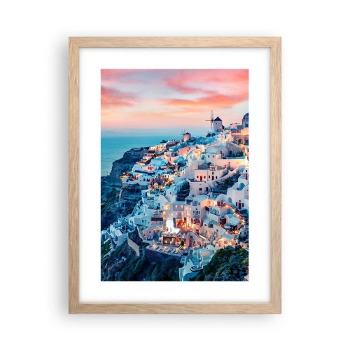 Plagát v ráme zo svetlého duba - Tvoja tučná grécka dovolenka - 30x40 cm