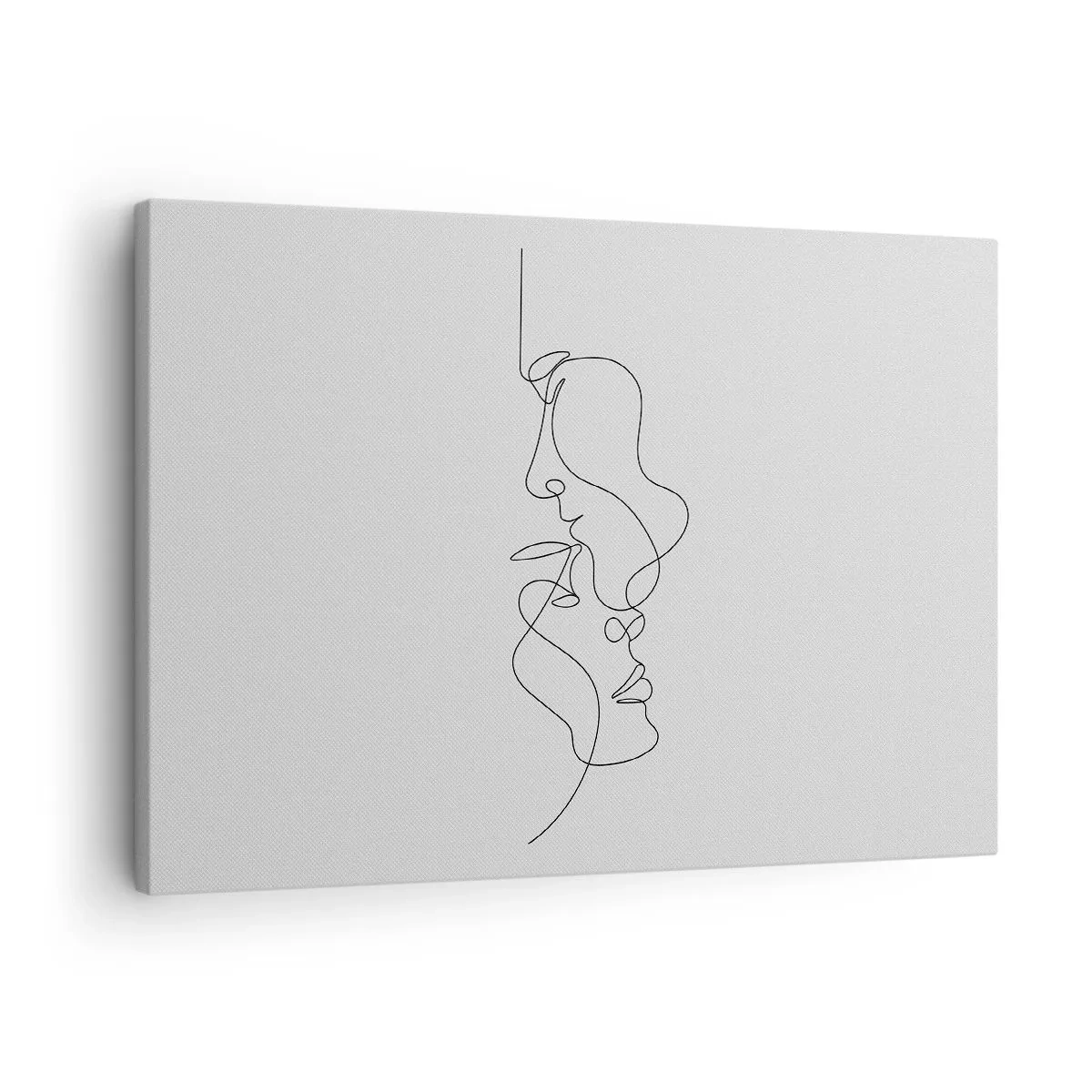 Obraz na plátne - Minimalistická kresba dvoch tvárí v jednej línii. - 70x50cm - Žiar vášnivých túžob - Moderná nástenná dekorácia do obývacej izby a spálne ARTTOR