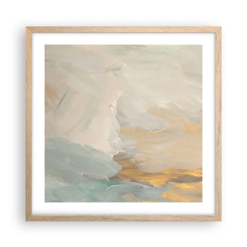 Plagát v ráme zo svetlého duba - Abstrakcia – krajina nehy - 50x50 cm