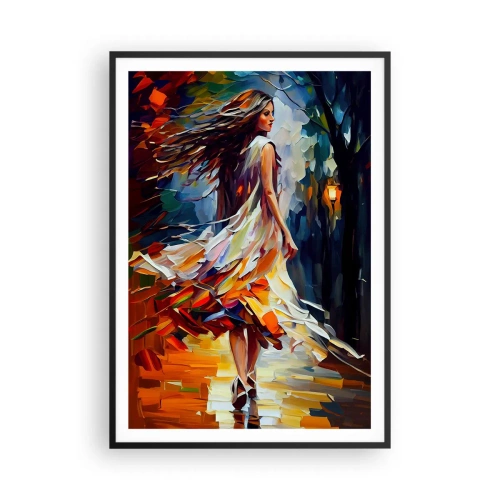 Plagát v čiernom ráme - Jesenné dievča - 70x100 cm