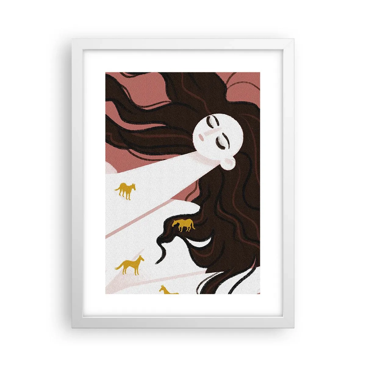 Plagát v bielom ráme - Sen o zlatom koni - 30x40 cm