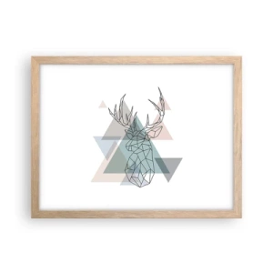 Plagát v ráme zo svetlého duba - V geometrickom lese - 40x30 cm