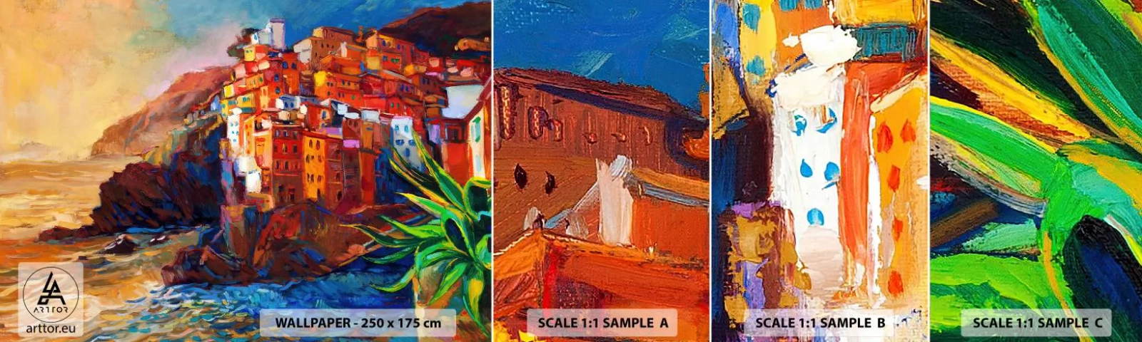 Vzorka samolepiacej fototapety Deluxe Sticker - Taliansky nádych - Krajina, Architektúra, Morské pobrežie - 100x30 cm