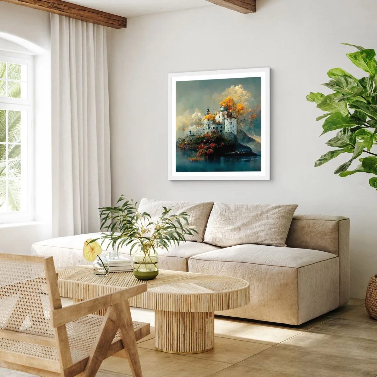 Plagát v bielom ráme - Začiatok romantického príbehu - 60x60 cm