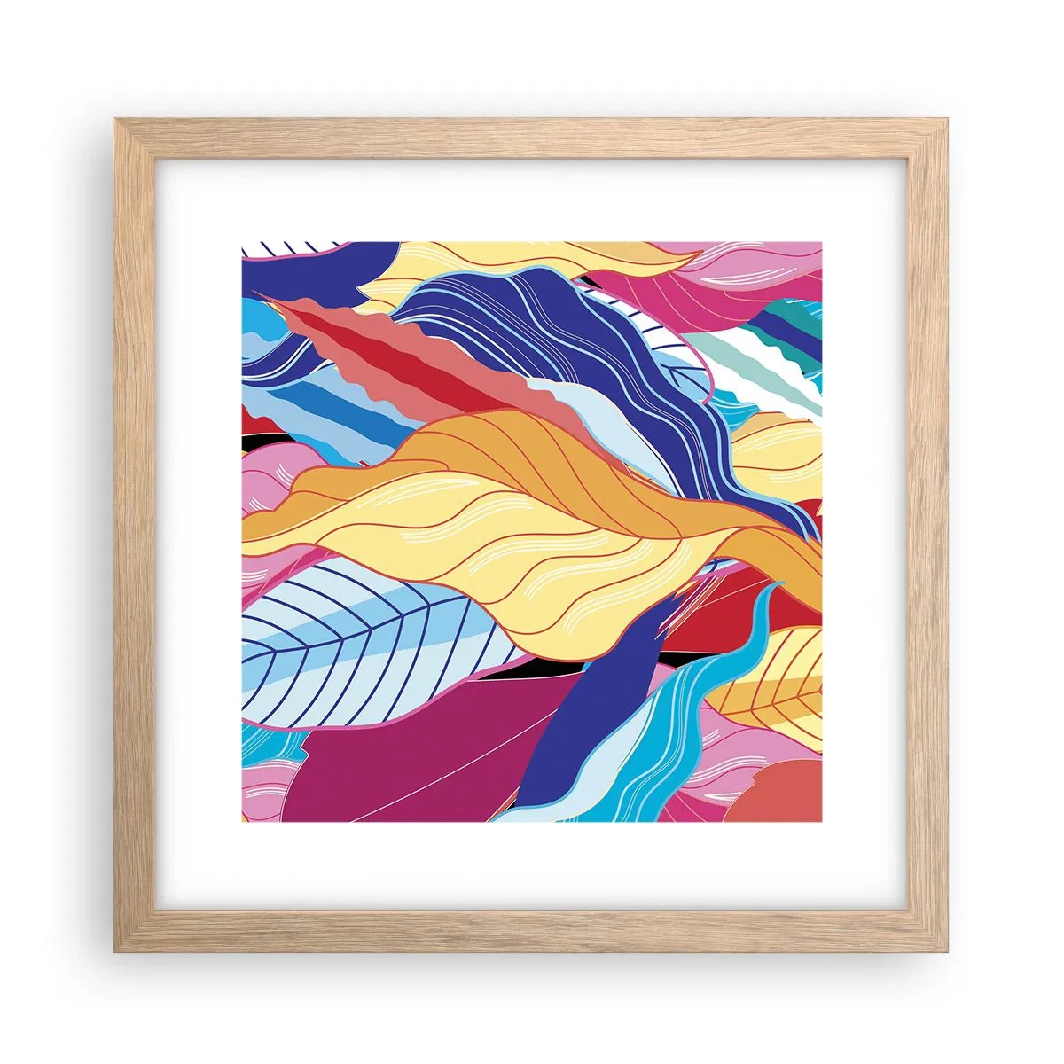 Plagát v ráme zo svetlého duba - Farebný neporiadok - 30x30 cm