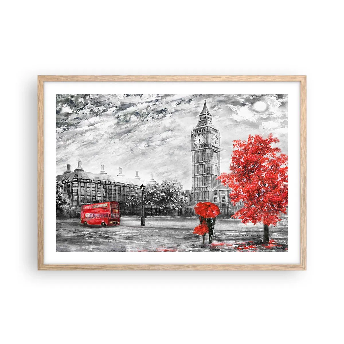 Plagát v ráme zo svetlého duba - Vzrušujúci deň - 70x50 cm
