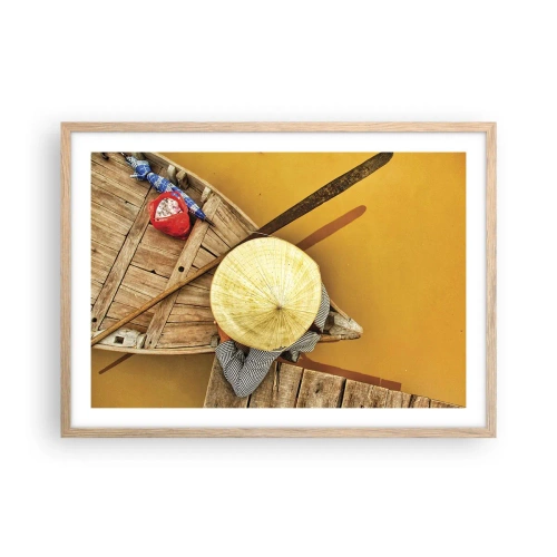 Plagát v ráme zo svetlého duba - Život na žltej rieke - 70x50 cm