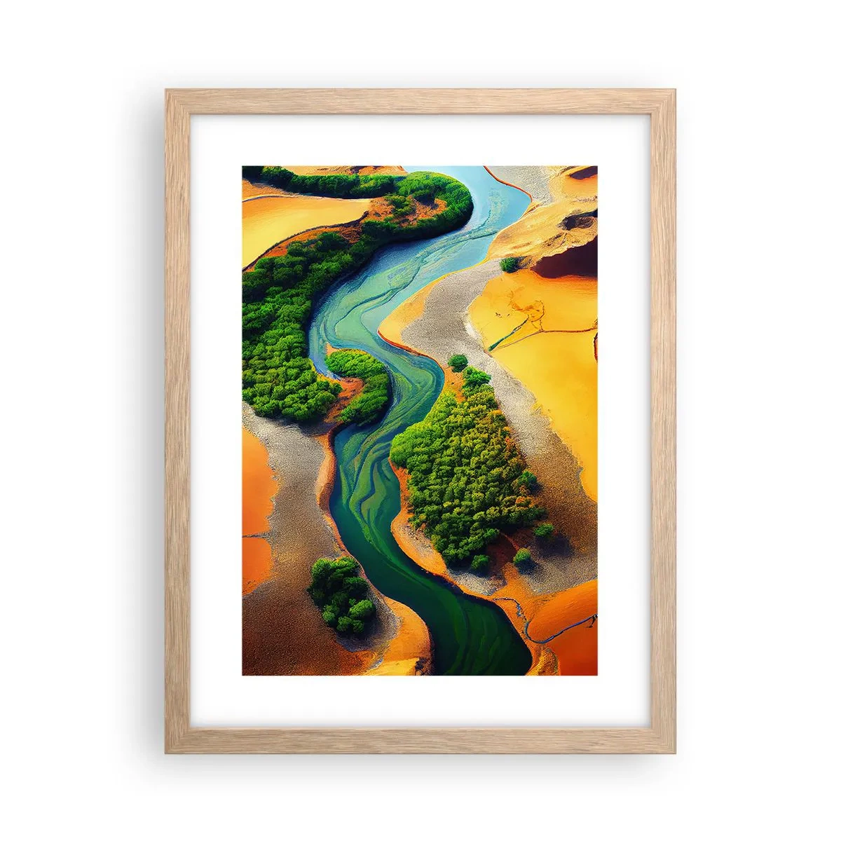 Plagát v ráme zo svetlého duba - Životodarná rieka - 30x40 cm
