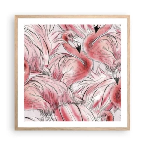 Plagát v ráme zo svetlého duba - Vtáči corps de ballet - 60x60 cm