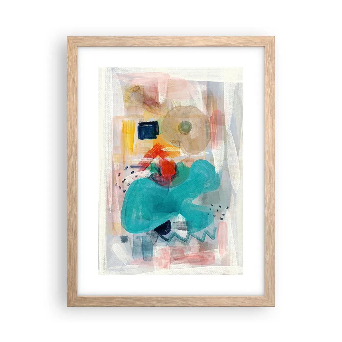 Plagát v ráme zo svetlého duba - Farebná hra - 30x40 cm