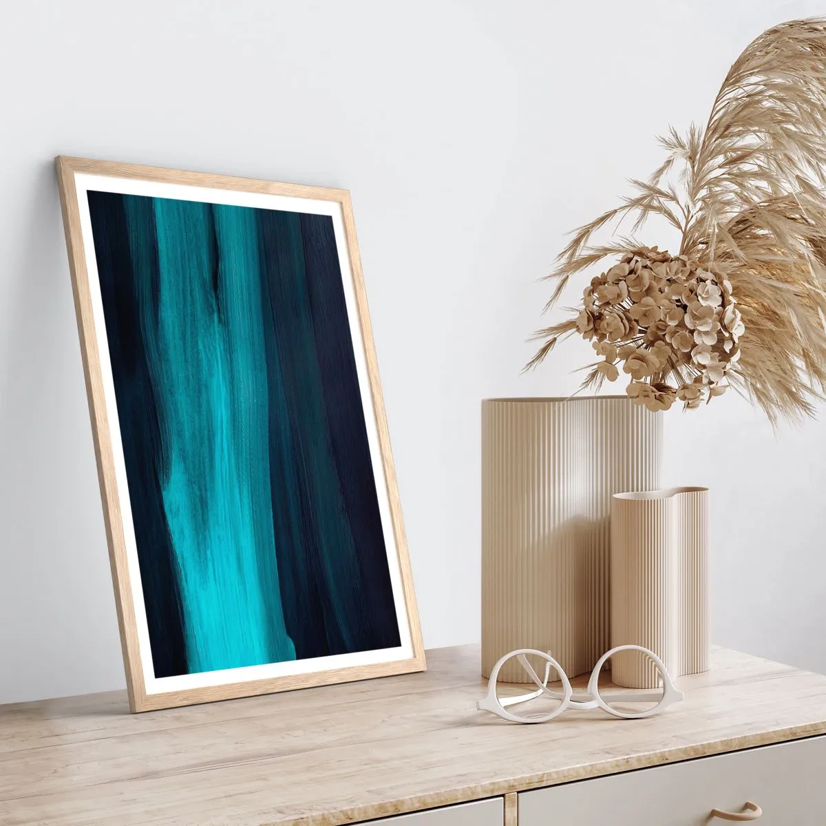 Plagát v ráme zo svetlého duba - Plávaj s prúdom - 61x91 cm