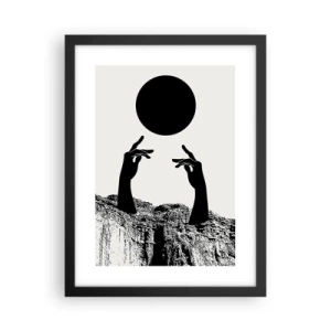 Plagát v čiernom ráme - Surrealistická kompozícia: slnko a zvyšok - 30x40 cm