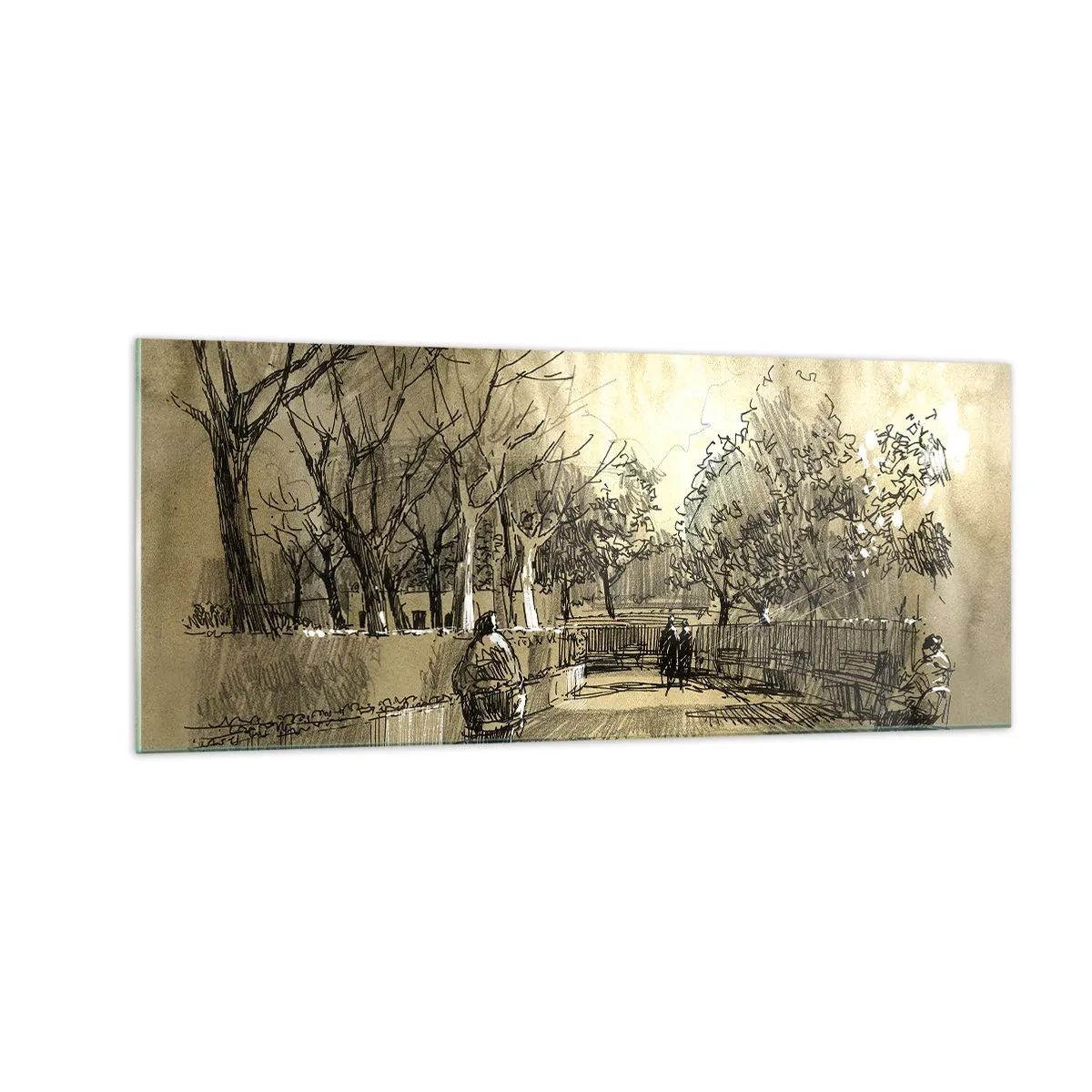 Obraz na skle - Pierkom zastavený okamih - 100x40 cm