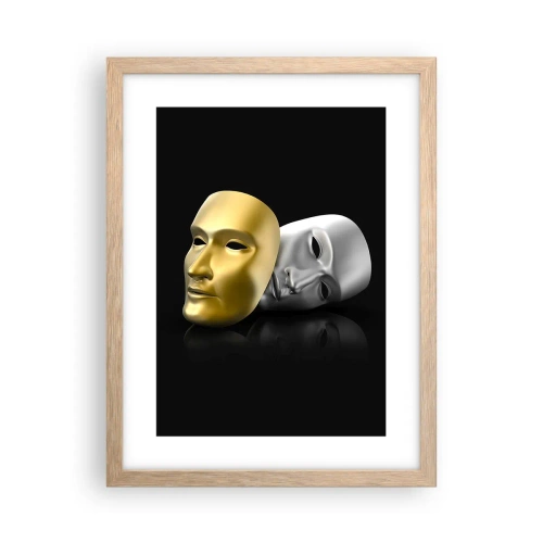 Plagát v ráme zo svetlého duba - Život je divadlo - 30x40 cm