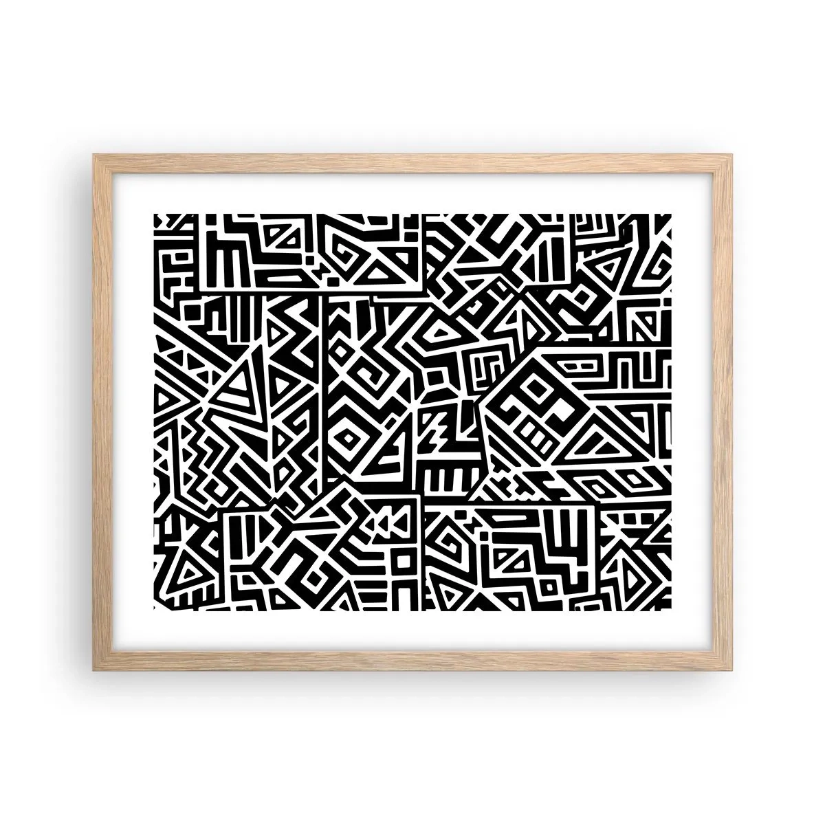 Plagát v ráme zo svetlého duba - Predkolumbovská kompozícia - 50x40 cm