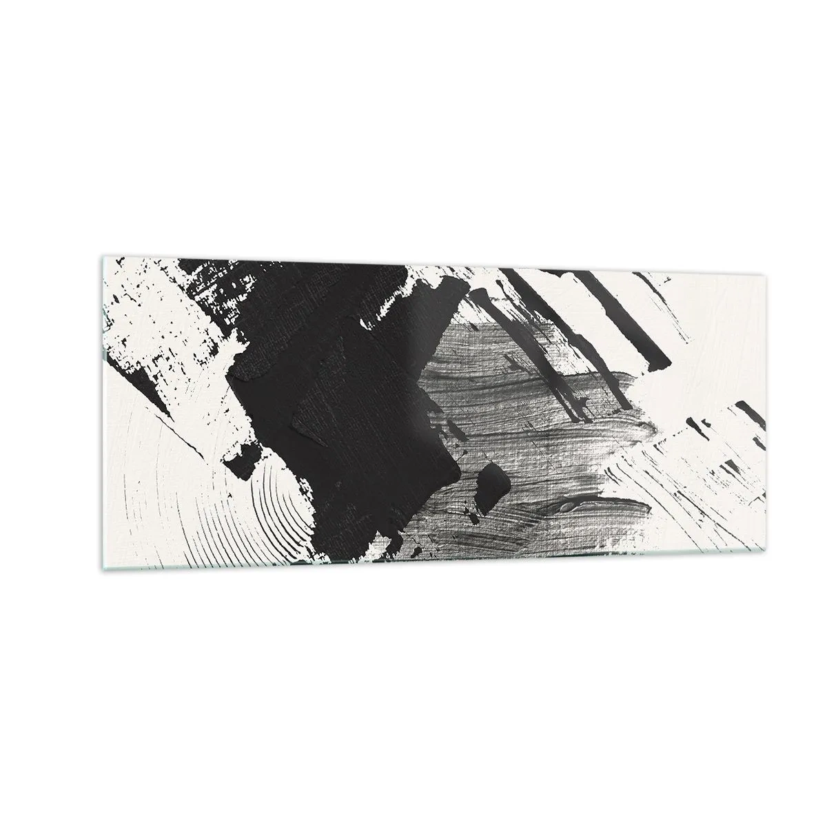 Obraz na skle - Abstrakcia – expresia čiernej - 100x40 cm