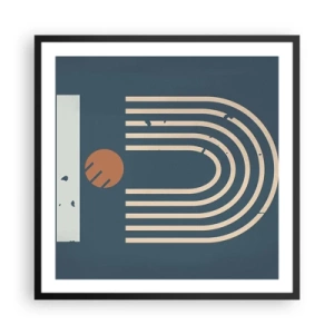 Plagát v čiernom ráme - Geometria v námorníckej modrej - 60x60 cm