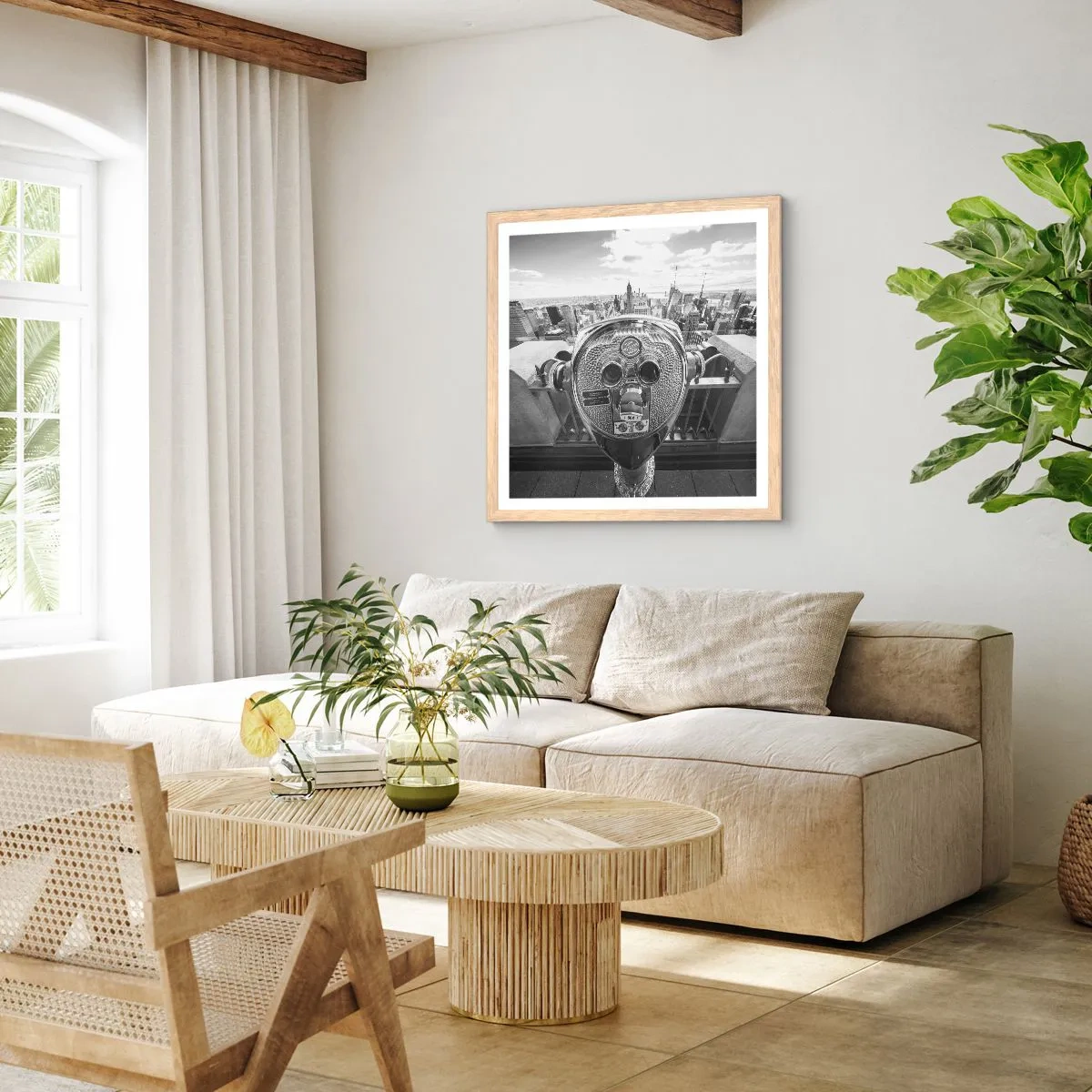 Plagát v ráme zo svetlého duba - Mesto nad mestami - 50x50 cm