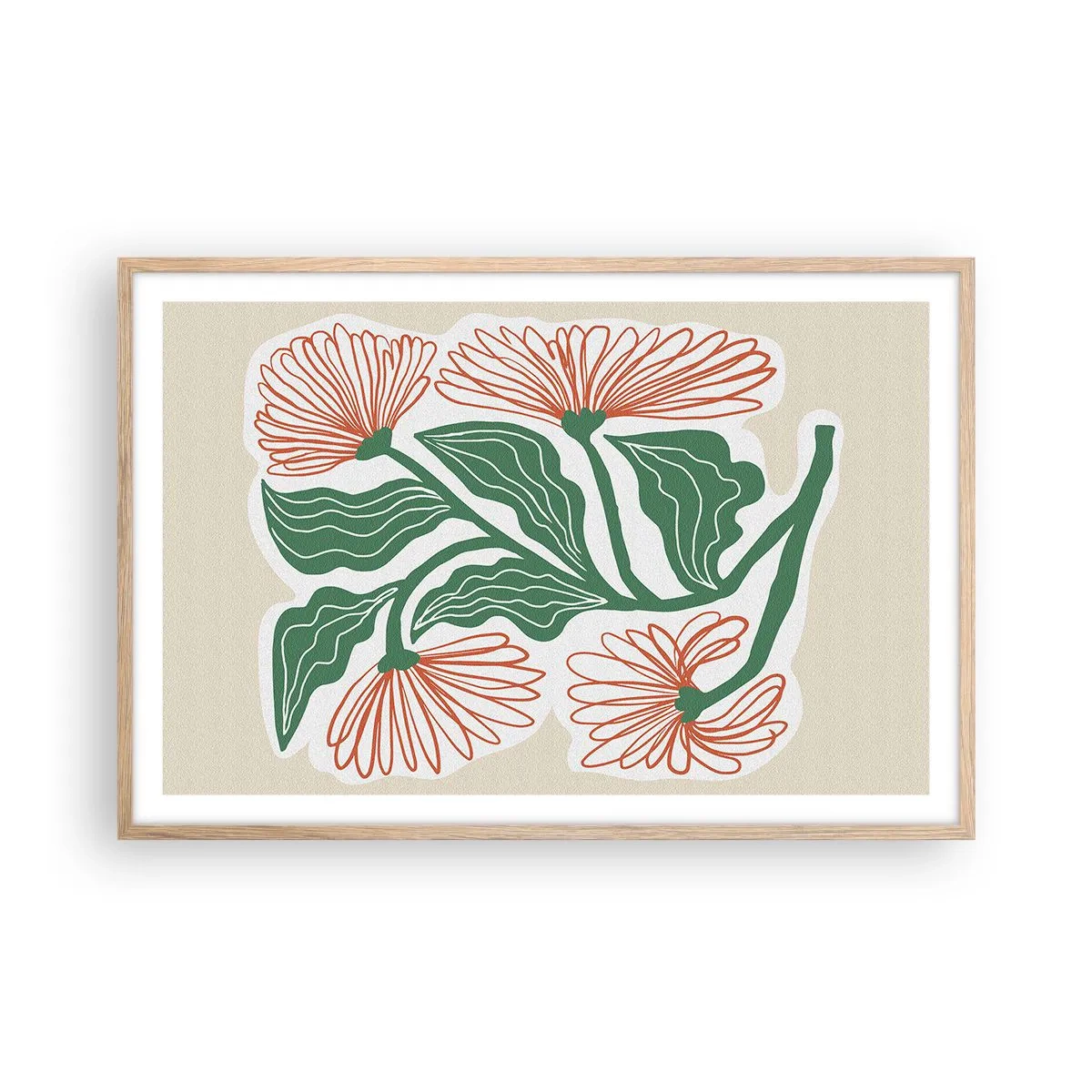 Plagát v ráme zo svetlého duba - Ľudové aj moderné - 91x61 cm