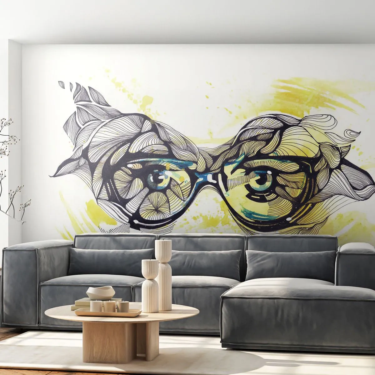 Fototapeta Standard Eco - Cez modré okuliare - Abstrakcia, Dámske okuliare, Ženské oči - 400x280 cm