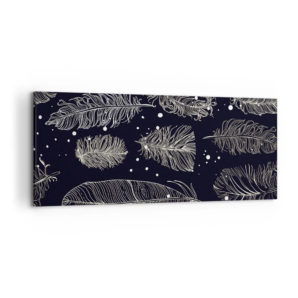 Obraz na plátne - Čipka s perím - 120x50 cm