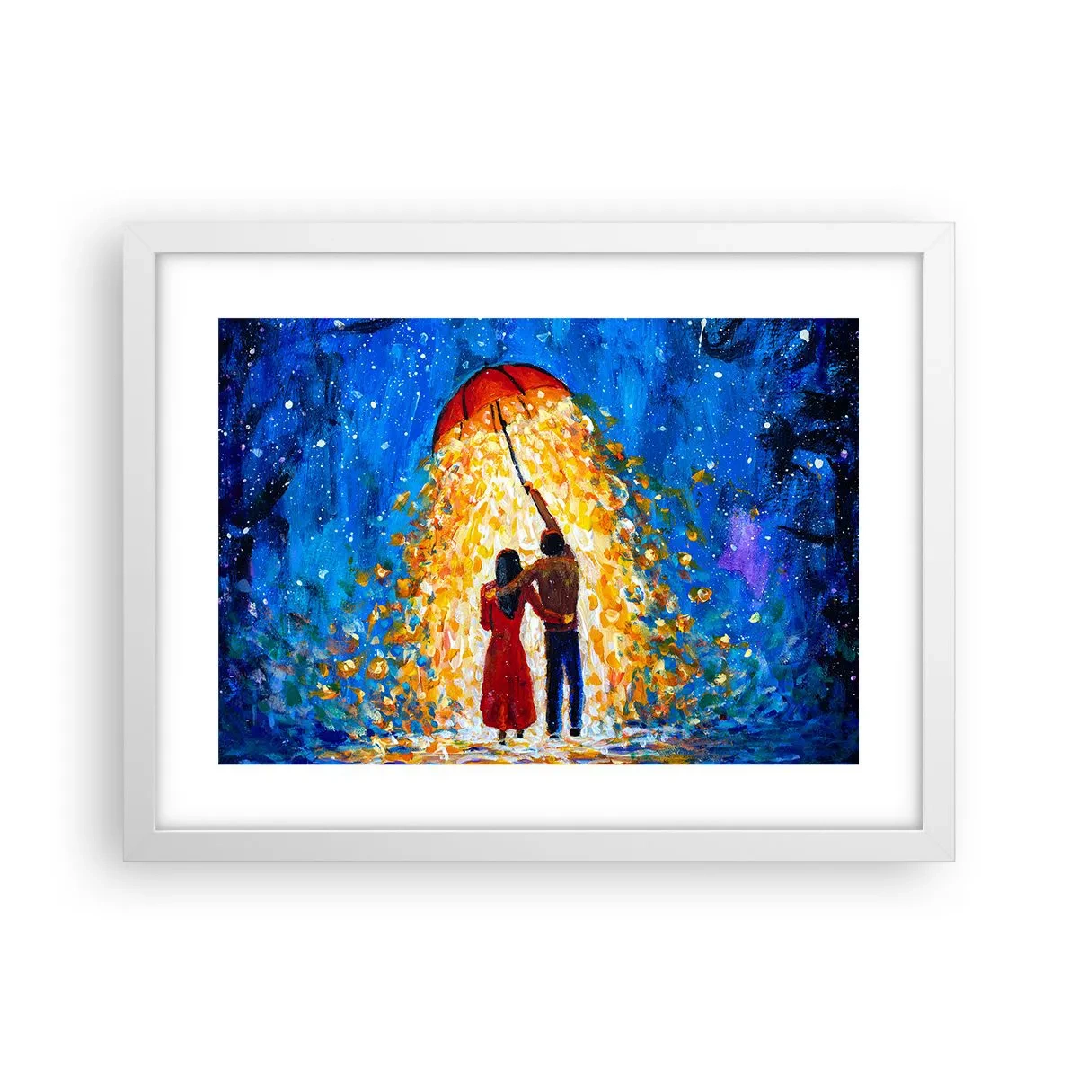 Plagát v bielom ráme - Mágia daždivého večera? - 40x30 cm