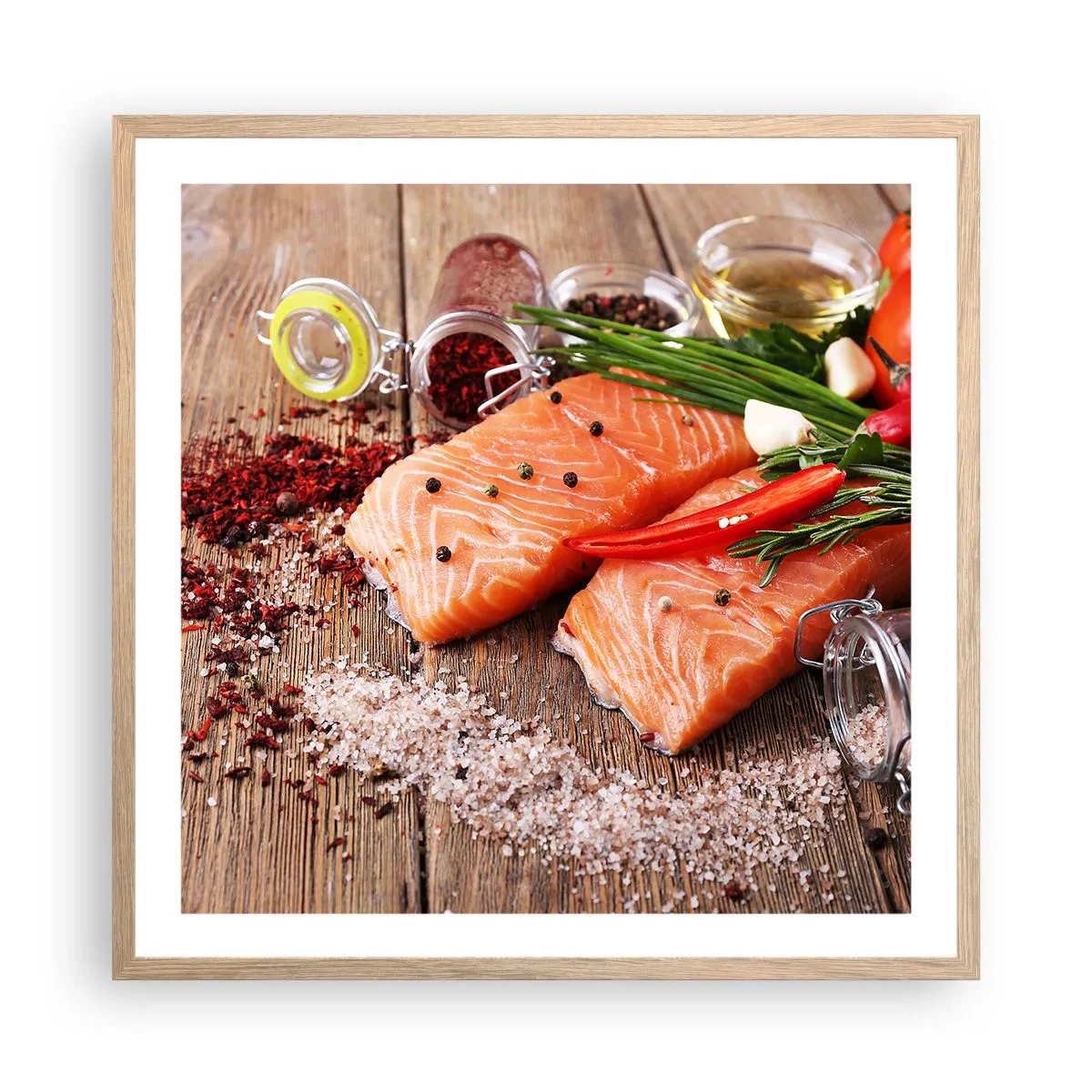 Plagát v ráme zo svetlého duba - Nórske dobrodružstvo v kuchyni - 60x60 cm