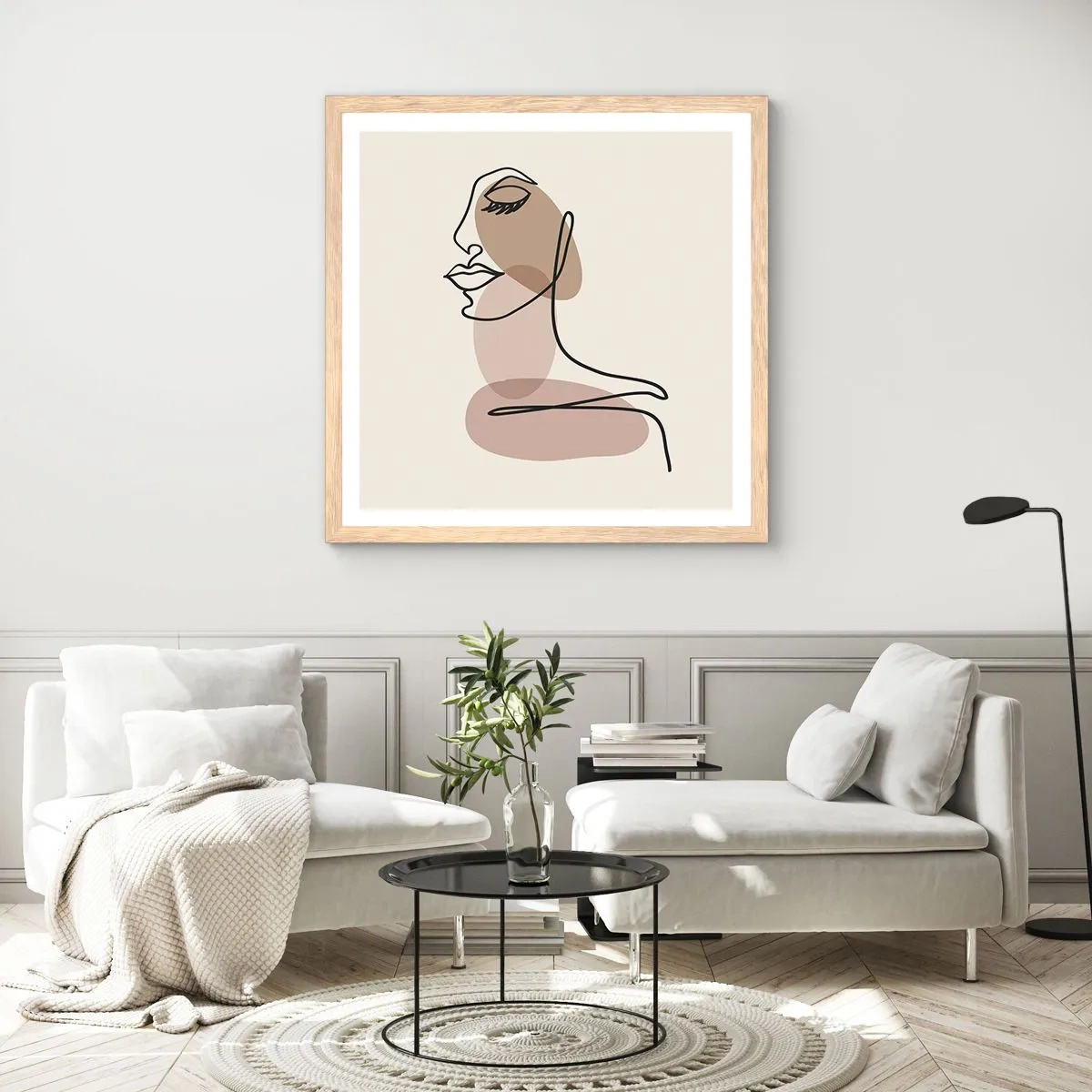 Plagát v ráme zo svetlého duba - Pri počúvaní samého seba - 30x30 cm