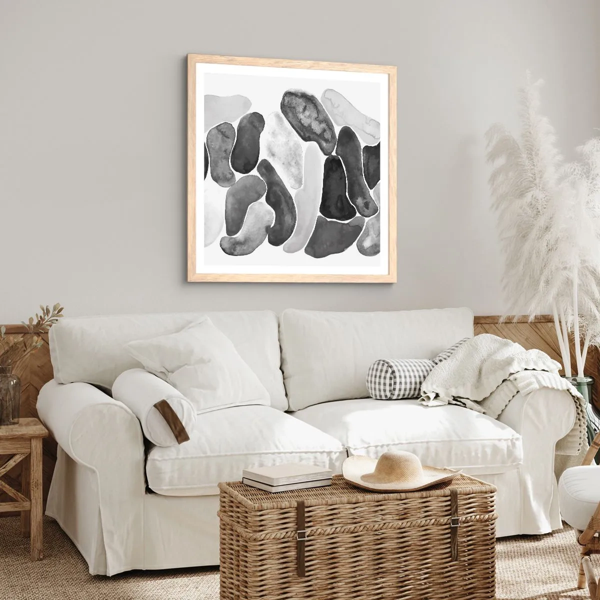 Plagát v ráme zo svetlého duba - Kamenistá abstrakcia - 40x40 cm