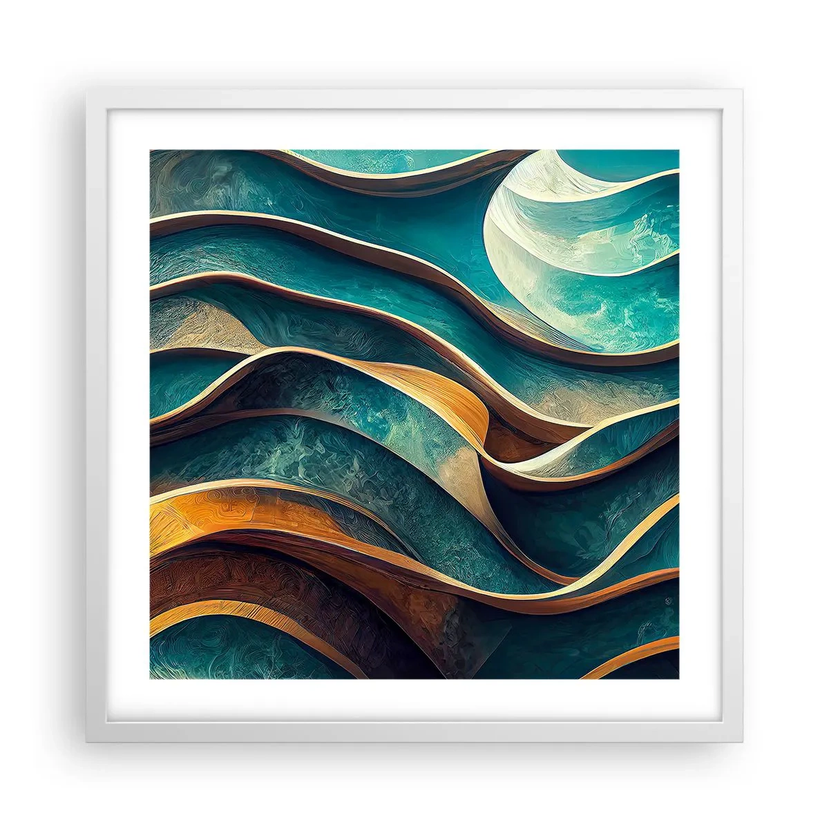 Plagát v bielom ráme - Meandre modrej - 50x50 cm