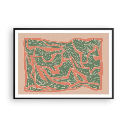 Plagát v čiernom ráme - Súboj koralov a zelene - 100x70 cm