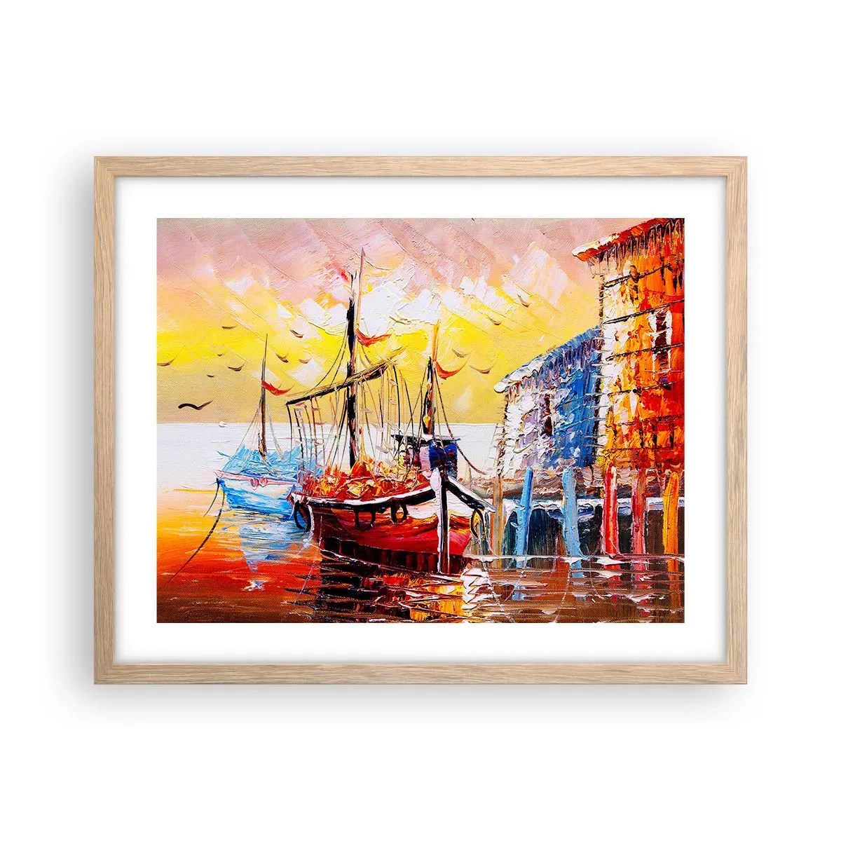 Plagát v ráme zo svetlého duba - Šťastný návrat - 50x40 cm