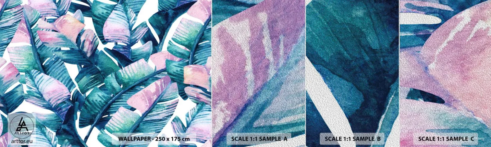 Vzorka fototapety Premium Sand - V banánovom háji - Abstrakcia, Listy, Kus - 100x30 cm