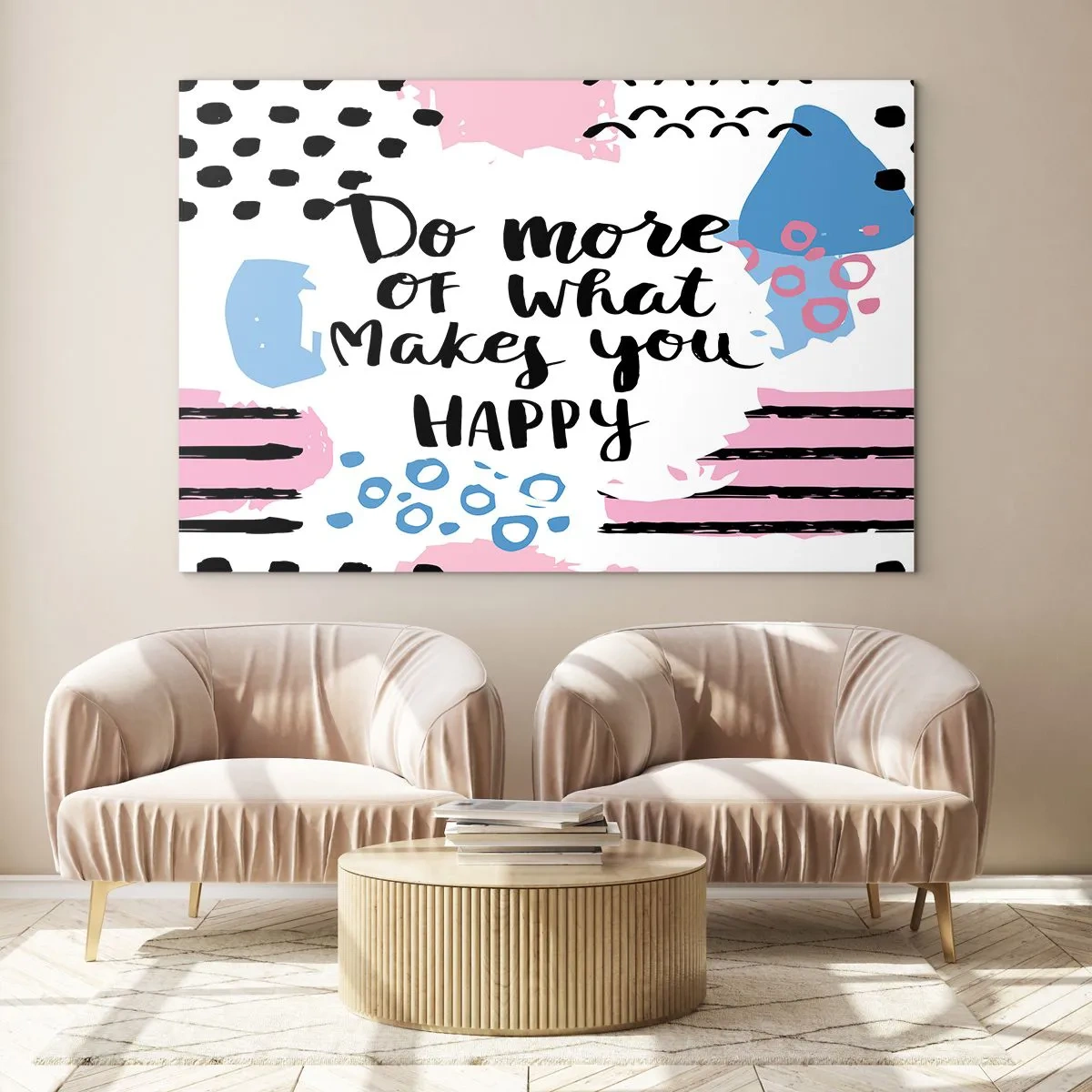 Obraz na skle - Inšpiratívny nápis na pastelovo sfarbenom pozadí - 70x50cm - Ako byť šťastný - Moderná nástenná dekorácia do obývacej izby a spálne ARTTOR