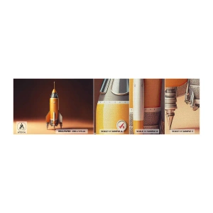 Vzorka fototapety Premium Canvas - Začína to snom - Vesmírna raketa, Ceruzka, Veda - 100x30 cm