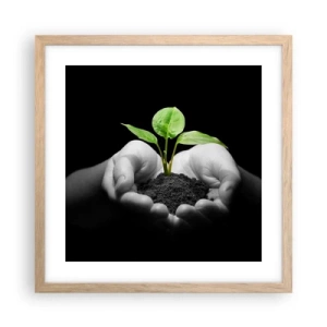 Plagát v ráme zo svetlého duba - Milujem prírodu, chránim ju - 40x40 cm