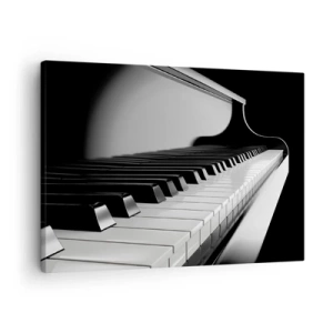 Obraz na plátne - Klávesy klavíra v elegantnej čiernobielej snímke - 70x50cm - Harmónia tvarov a farieb - Moderná nástenná dekorácia do obývacej izby a spálne ARTTOR