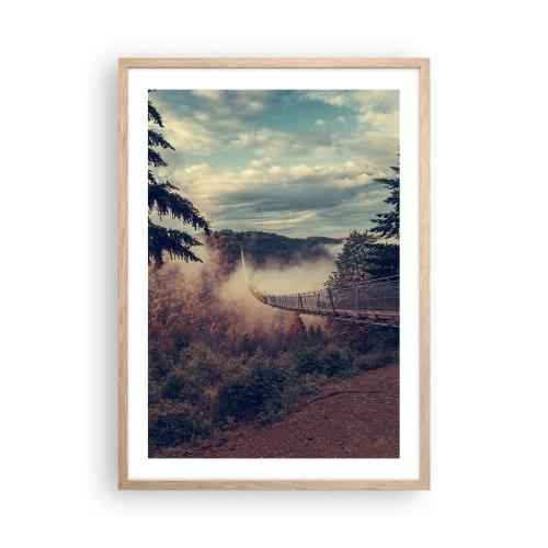 Plagát v ráme zo svetlého duba - Nad jesenným lesom - 50x70 cm