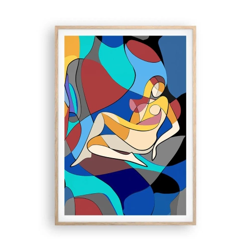 Plagát v ráme zo svetlého duba - Kubistický akt - 70x100 cm