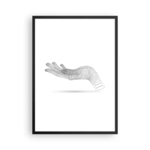 Plagát v čiernom ráme - Abstraktné ručne vyrobené z čiar na bielom pozadí - 50x70cm - Pružná ruka - Moderná nástenná dekorácia do obývacej izby a spálne ARTTOR