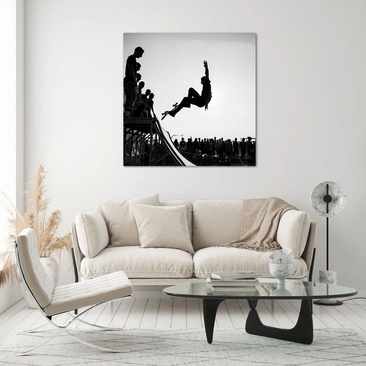 Obraz na skle - Hrdinovia a diváci - 40x40 cm