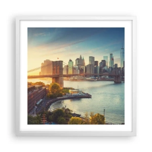 Plagát v bielom ráme - Svitanie veľkomesta - 50x50 cm