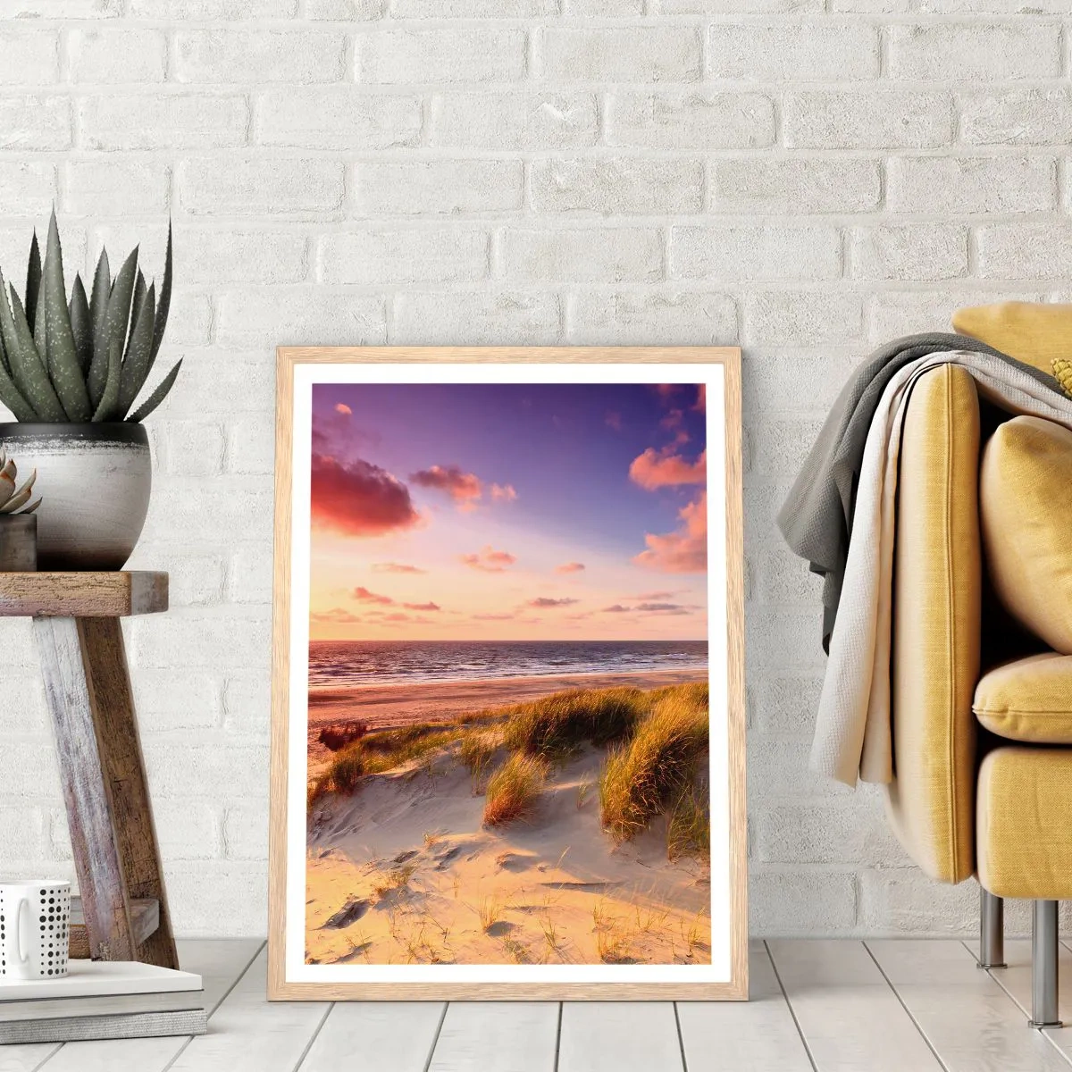 Plagát v ráme zo svetlého duba - Už letom vonia vzduch - 70x100 cm