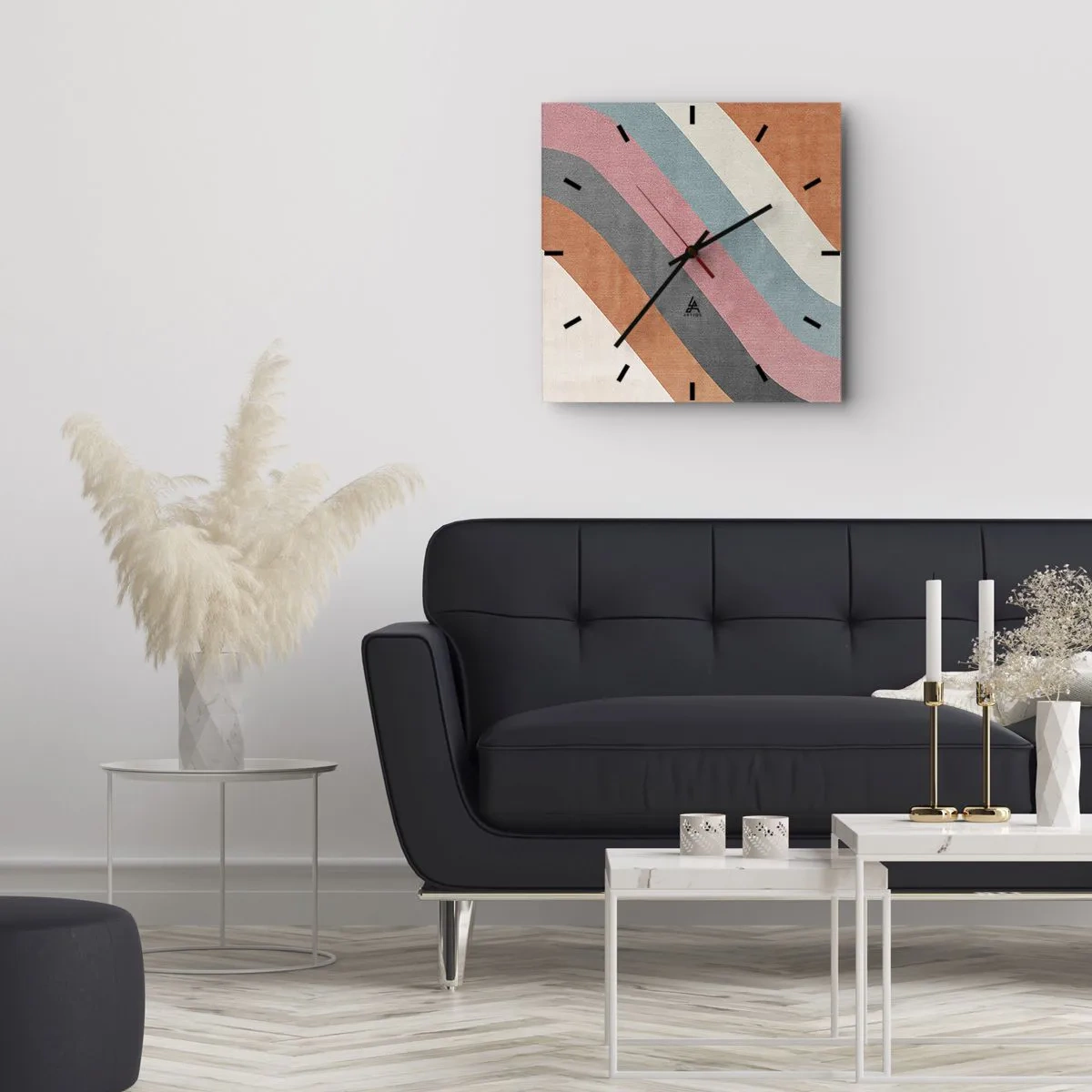 Nástenné hodiny - Diagonálna kompozícia – pohyb - 40x40 cm