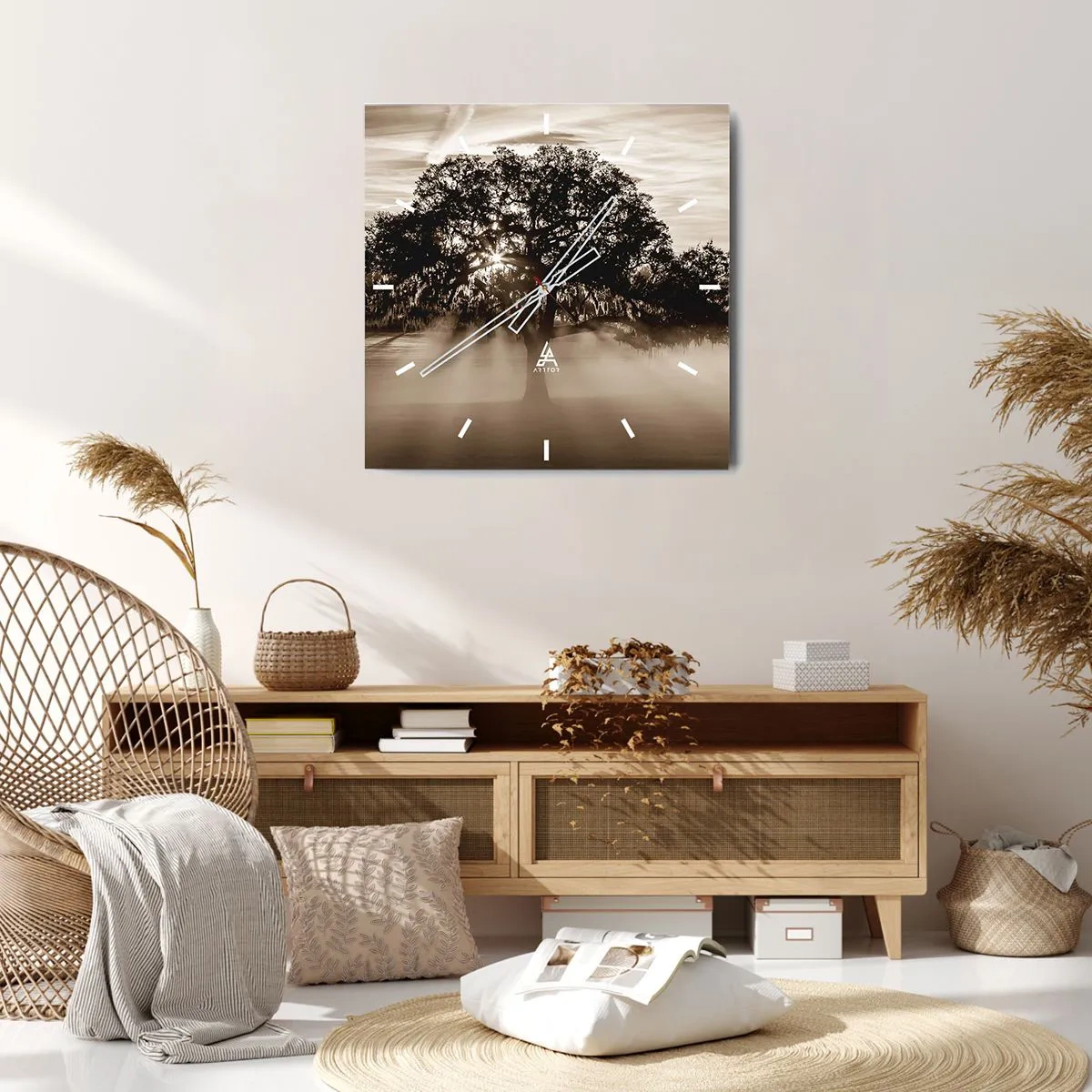 Nástenné hodiny - Strom správ samotného dobra - 40x40 cm