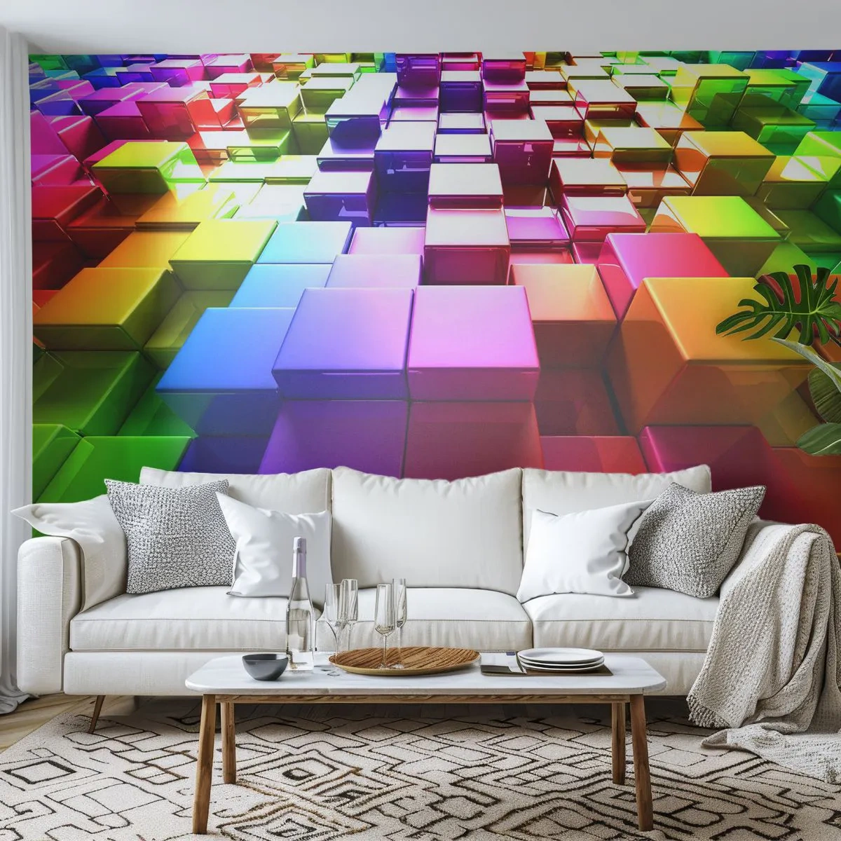Samolepiaca Fototapeta Deluxe Sticker - Op-artové spoločne v tíme - Abstrakcia, Grafika, 3D - 250x175 cm